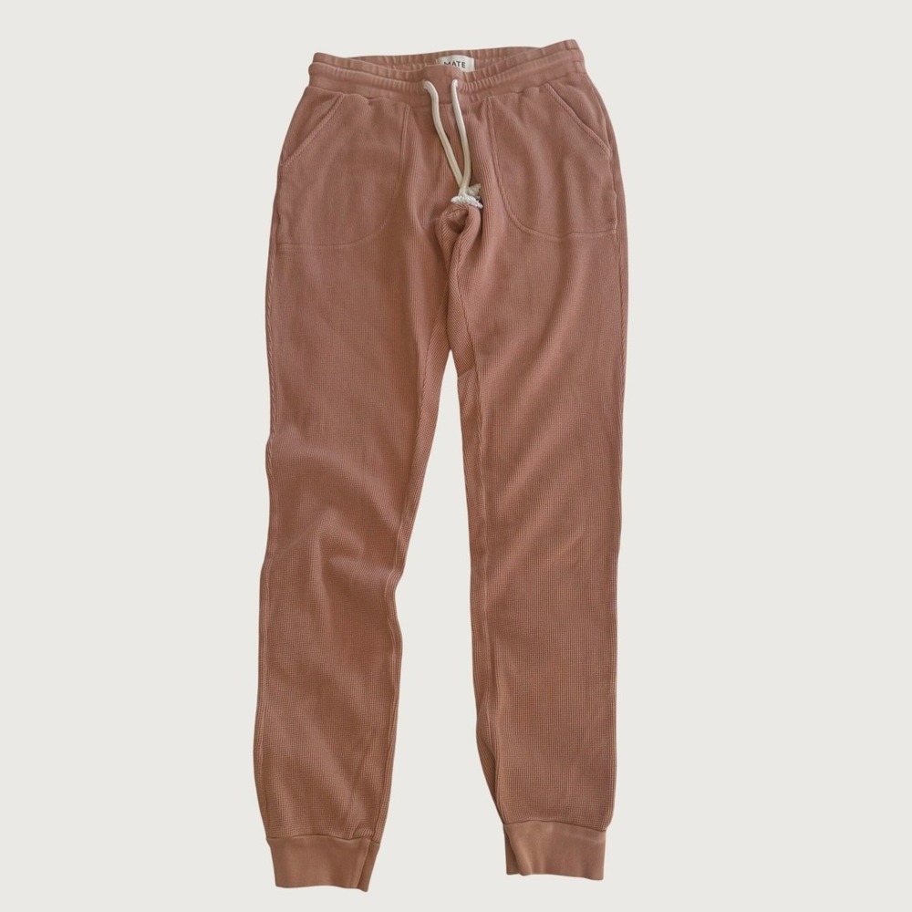 MATE the Label Waffle Knit Jogger Women M Brown Organic Cotton Thermal